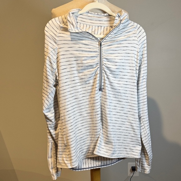Athleta White and Gray Striped pullover XL - Picture 1 of 4